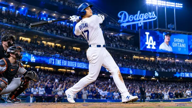 Shohei Ohtani in Los Angeles Dodgers uniform during a baseball game
